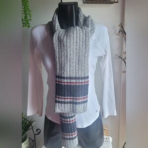 Eddie Bauer Mens Grey Merino Wool Blend Knit Scarf